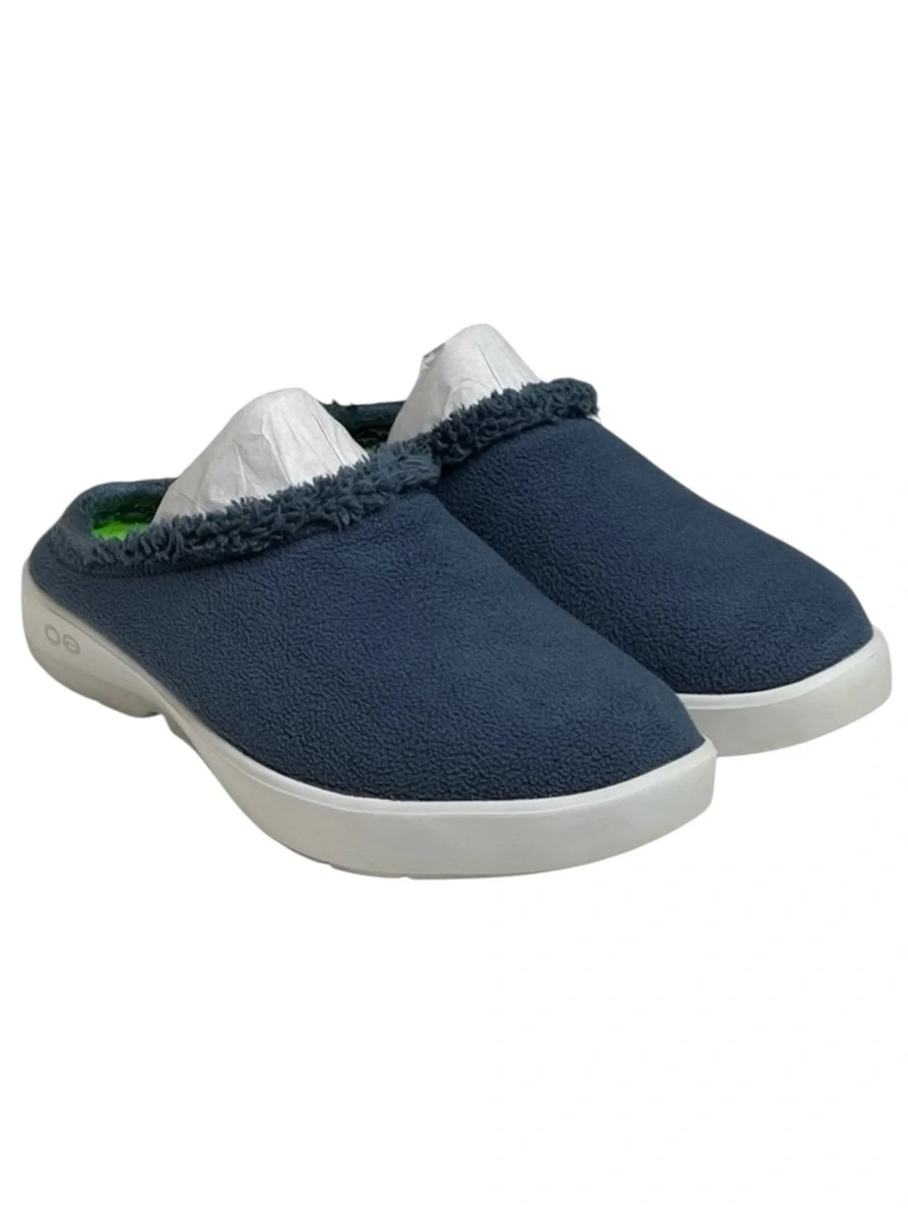 OOFos 𖦹 OOcoozie Vegan Sherpa Fur Lined Slipper Mule 𖦹 Moroccan Blue 𖦹 12.5